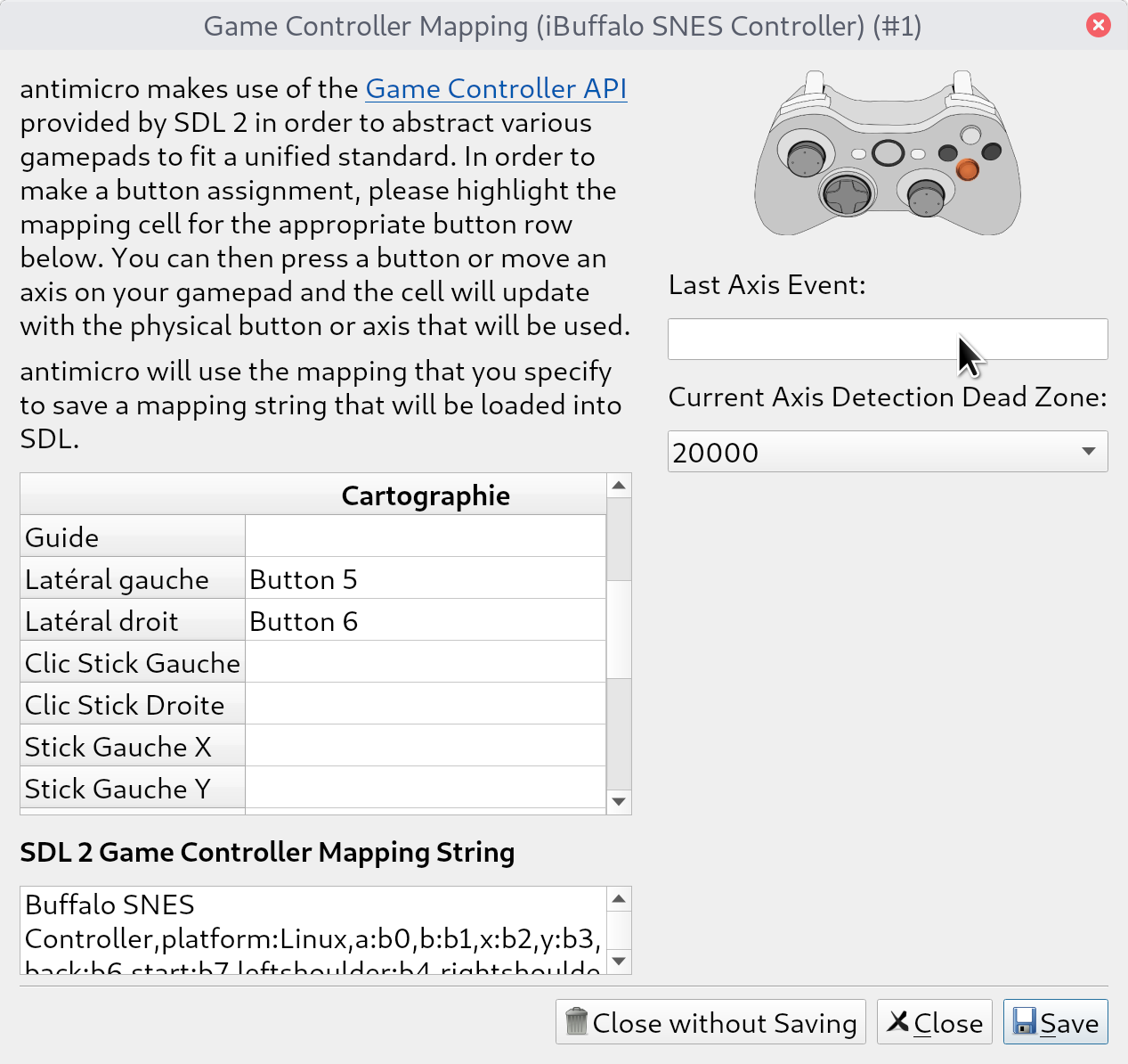 Cartographie de contrôleur de jeu